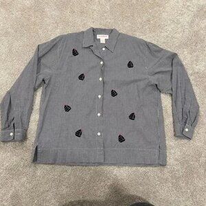 Carroll Reed Cotton Gingham Structured‎ Shoulder Button Down Boat Detail Large